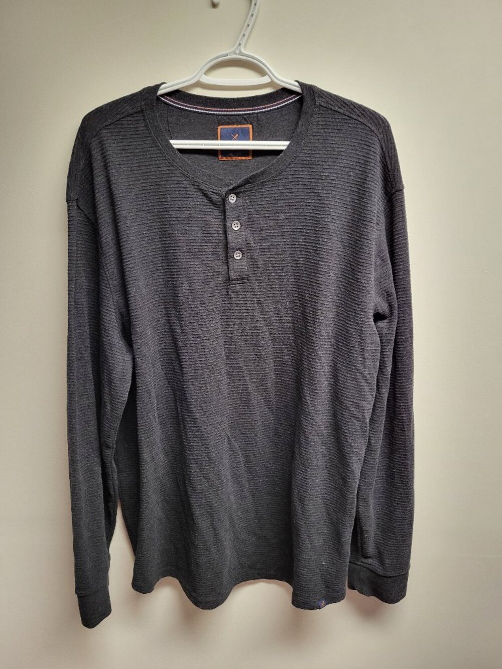 Denver Hayes Charcoal Striped Henley Shirt XL
